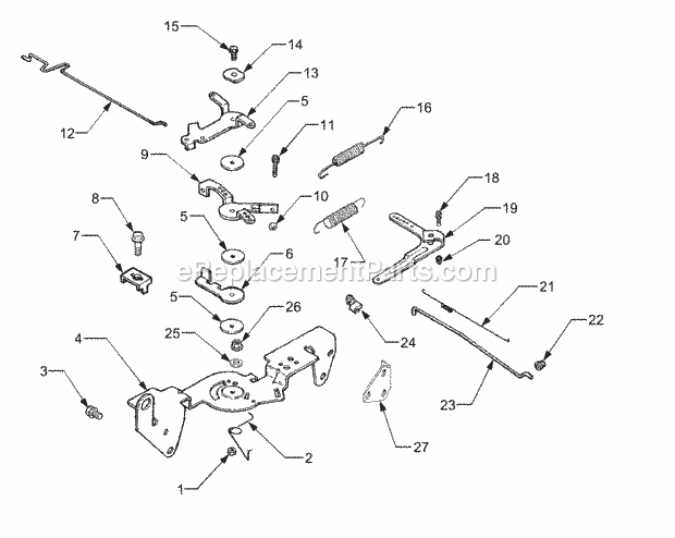 Engine Controls Diagram and Parts List for GT3235 14A-692-710 Cub Cadet Lawn Tractor